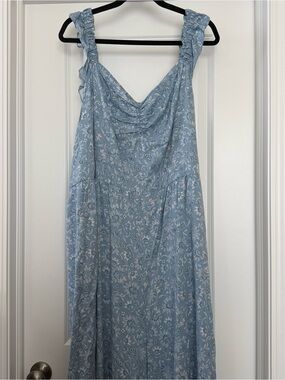 torrid Light Blue Floral Ruffled-Strap Jumpsuit